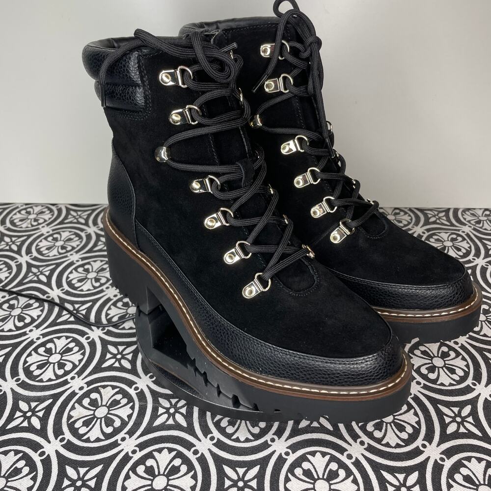 Giani Bernini Maddyson Lace-up Log-Sole Memory Foam Booties black 10m